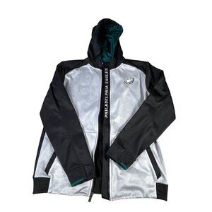 Philadelphia Eagles NFL Youth Hoodie Full-Zip Jacket Black Silver XL 18/20